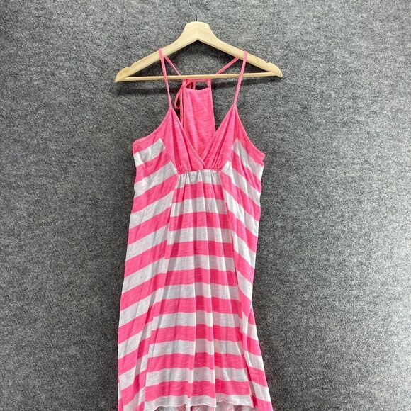 Roxy Dress Women M Medium Pink Striped Shift Short V-Neck Sleeveless Cotton - Picture 3 of 9